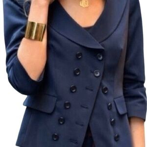 Elizabeth and James Navy Double-Breasted Tailored Blazer